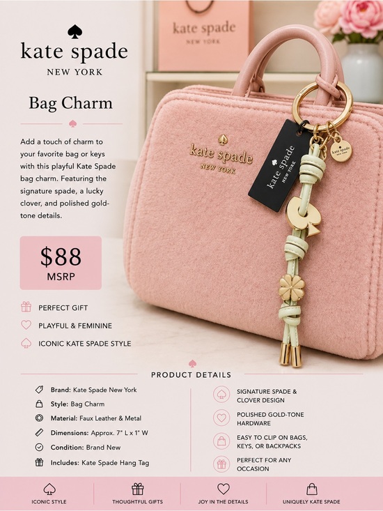 kate spade Accessories - kate spade Pink and Gold Bag Charm
